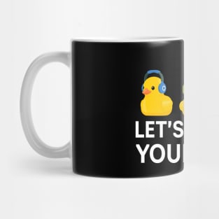 LET'S REVIEW YOUR CODE RUBBER DUCKIES WITH HEADPHONES V2 Mug